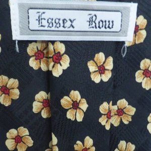 ESSEX ROW, black floral neck tie, Made In USA, 100% polyester